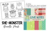 She Monsters Bundle Pack {stamp & paper BUNDLE}